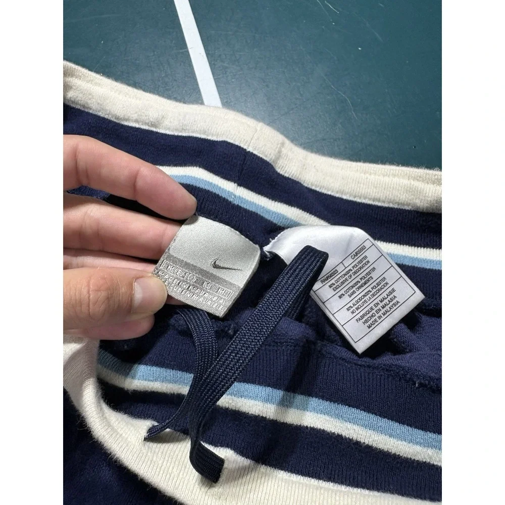 Vintage Nike Velour Tracksuit Womens M Blue Striped Jacket Pants Set Velvet Y2K